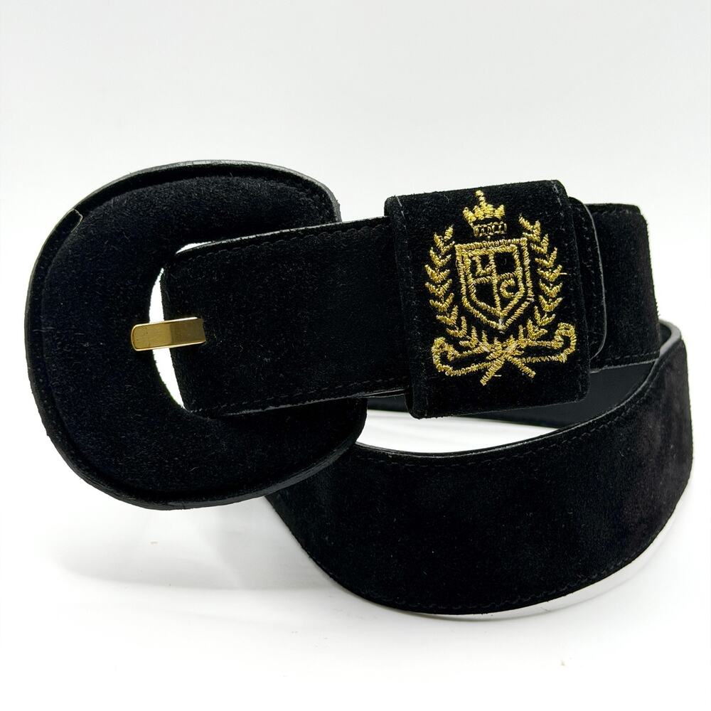Vintage 90s Liz Claiborne Black Suede Wide Statement Belt